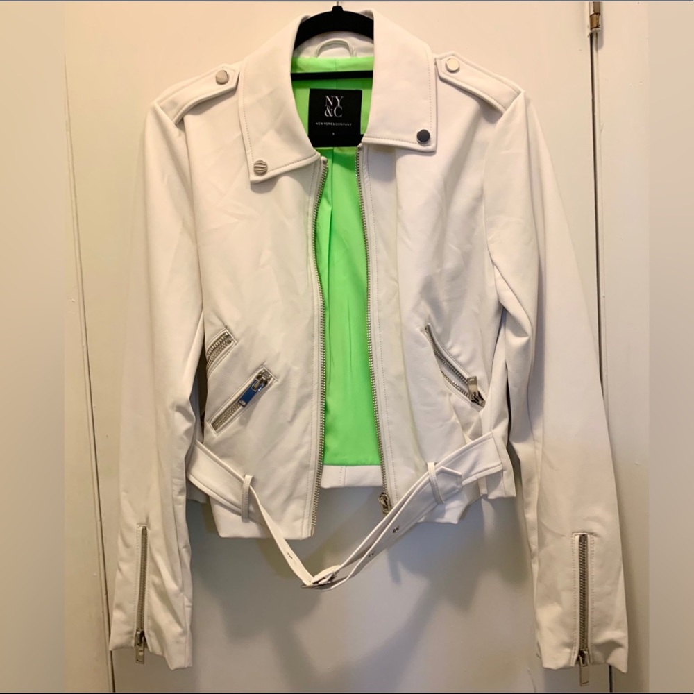 NY&C White Faux Leather Jacket